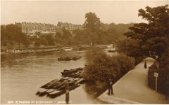 Richmond the Thames from Bridge looking upstream,policeman,river view